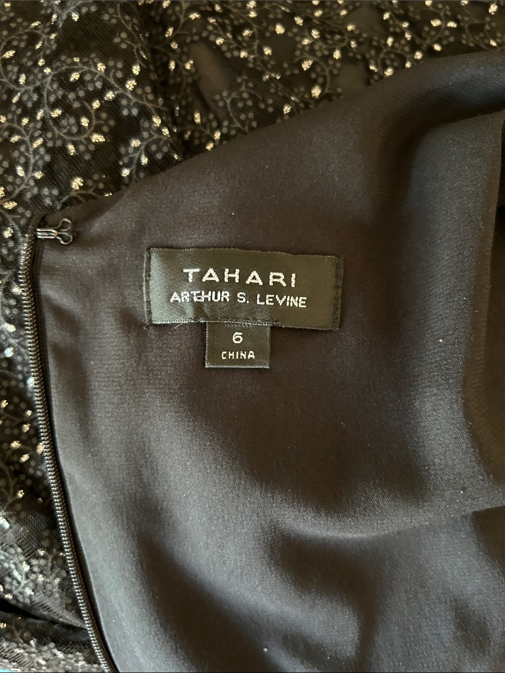 Tahari ASL Black Sparkle Lace Midi Dress size 6 - Picture 11 of 12